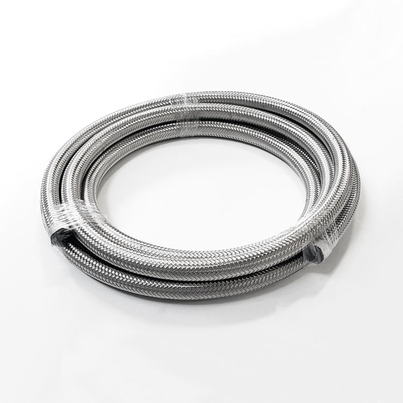-8AN Stainless Steel Braided Flex Hose with Reinforced Rubber Liner – 10 Foot Length