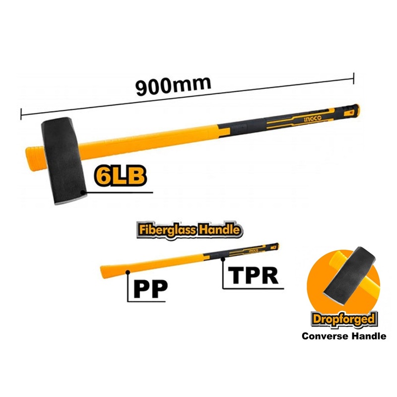 Ingco HSPM02068D Wood Splitting Wedge Maul Hammer / Axe