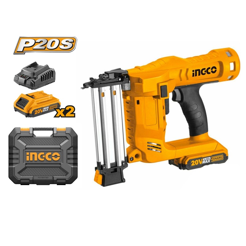 Ingco CBNLI2002 20V Cordless Li-Ion Brad Nailer Kit