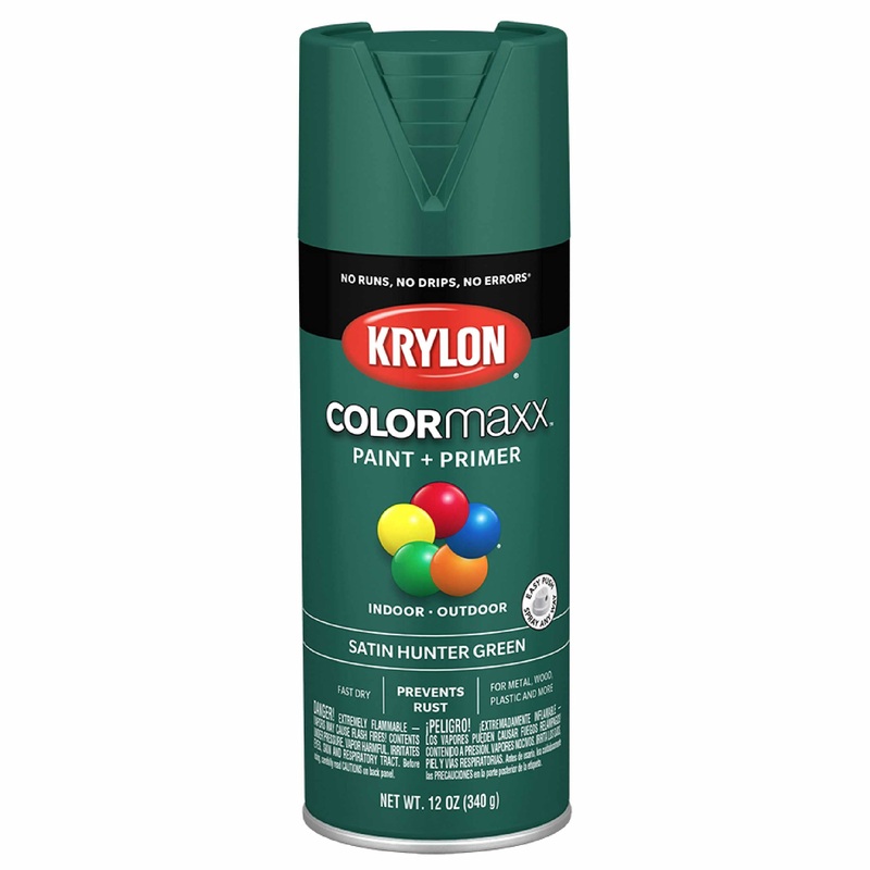 12 oz Krylon K05563007 Hunter Green COLORmaxx Paint & Primer Spray Paint, Satin Hunter Green 12 Ounce (Pack of 1) Satin