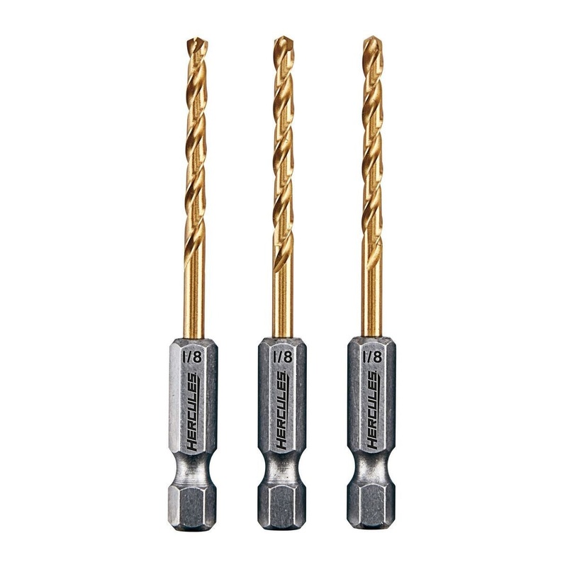 1/8″ Impact Hex Shank Titanium Drill Bit Set 3pc – Professional Gutter Tools – Damascus