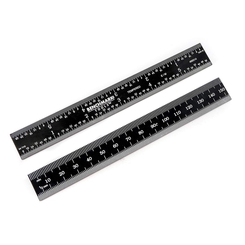 Benchmark Tools Rigid 150mm (6″) English/Metric Black Chrome Machinist Rulers