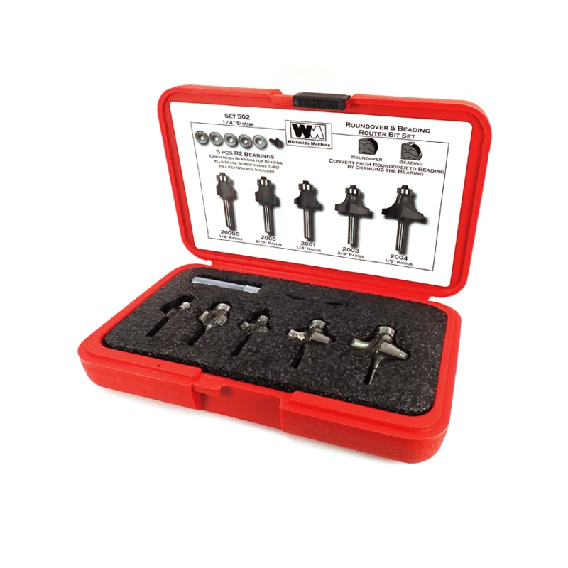 Whiteside 5pc Roundover & Beading Router Bit Sets – 1/4″ Shanks